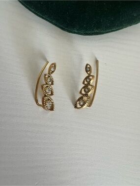 Gold Plated Evil Eye Cluster Ear Climbers - Karma & Luck